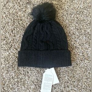 NWT Save The Ocean Black Knit Cuffed Beanie with Pom Pom